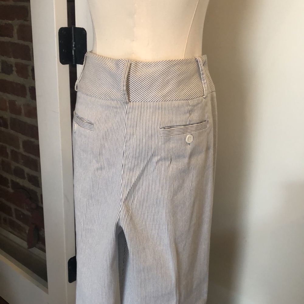 Anthropologie Designer Pants White w/Blue pinstripes EUC - Picture 3 of 7